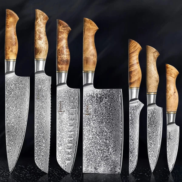 Dynasty Collection — Japanese VG10 Damascus Steel Knife Set with Sycamore Wood Handles
