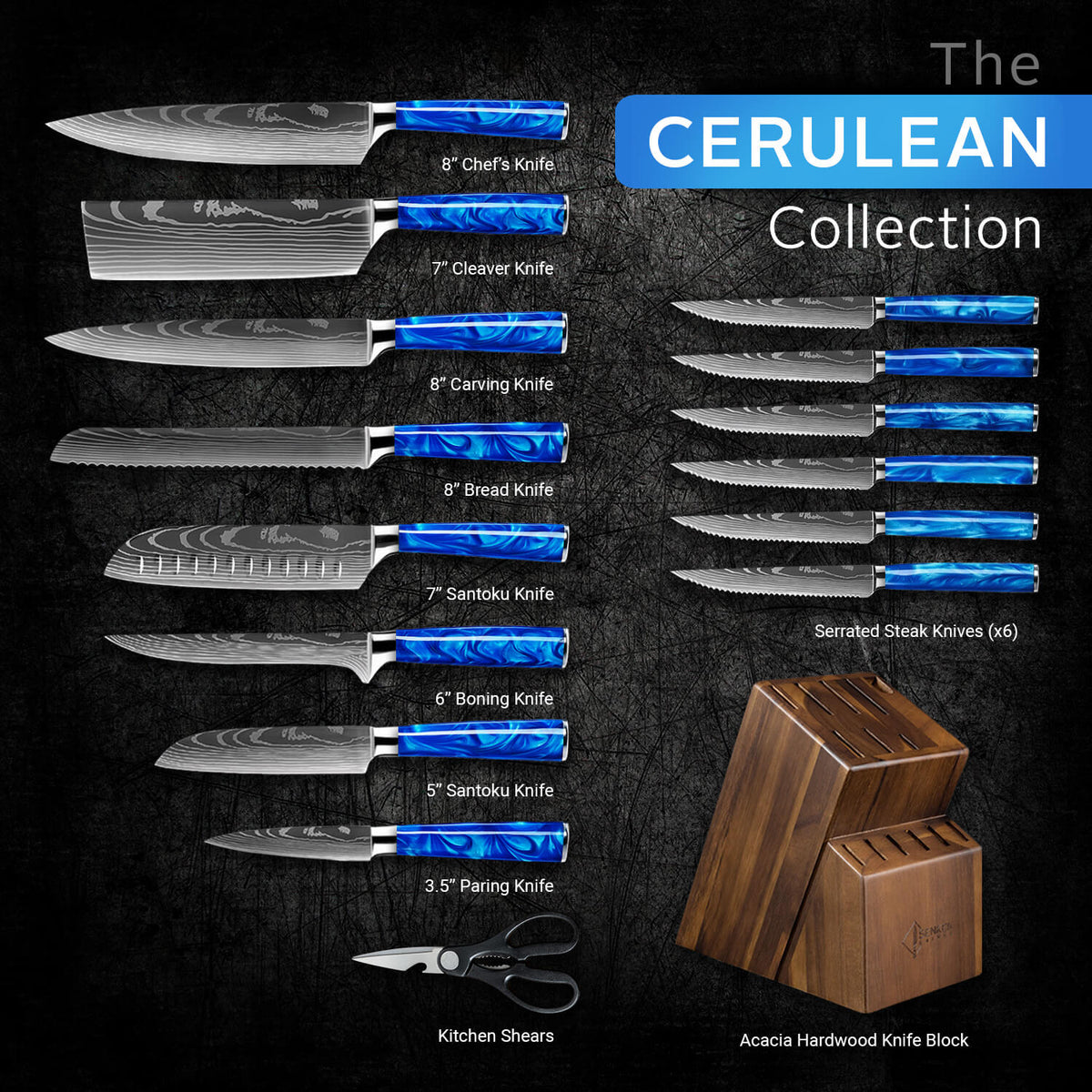 Cerulean 16-Piece Japanese Knife Block Set – view 5