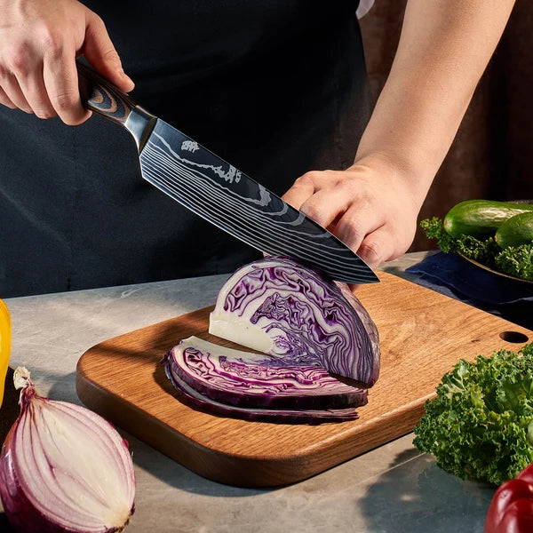 Imperial Collection — Japanese High-Carbon Steel Knife Set with Damascus Pattern