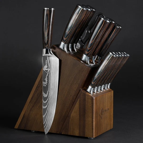 Imperial 16-Piece Japanese Knife Block Set — High-Carbon Steel with Pakkawood Handles